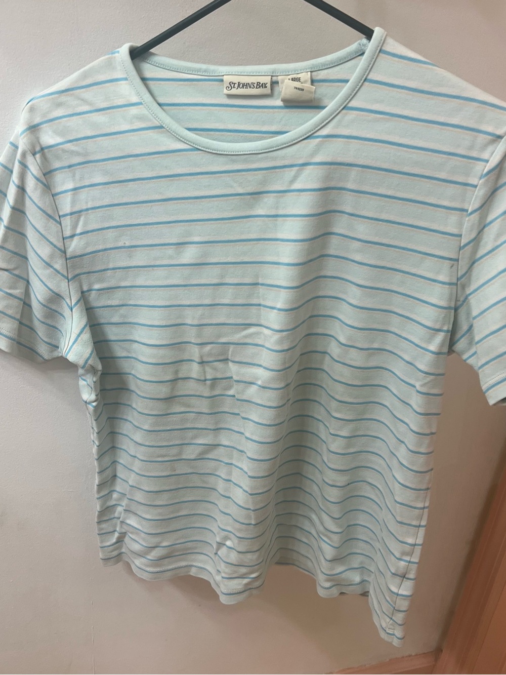 St. John's Bay Pale Blue & White Striped Kids Tee
